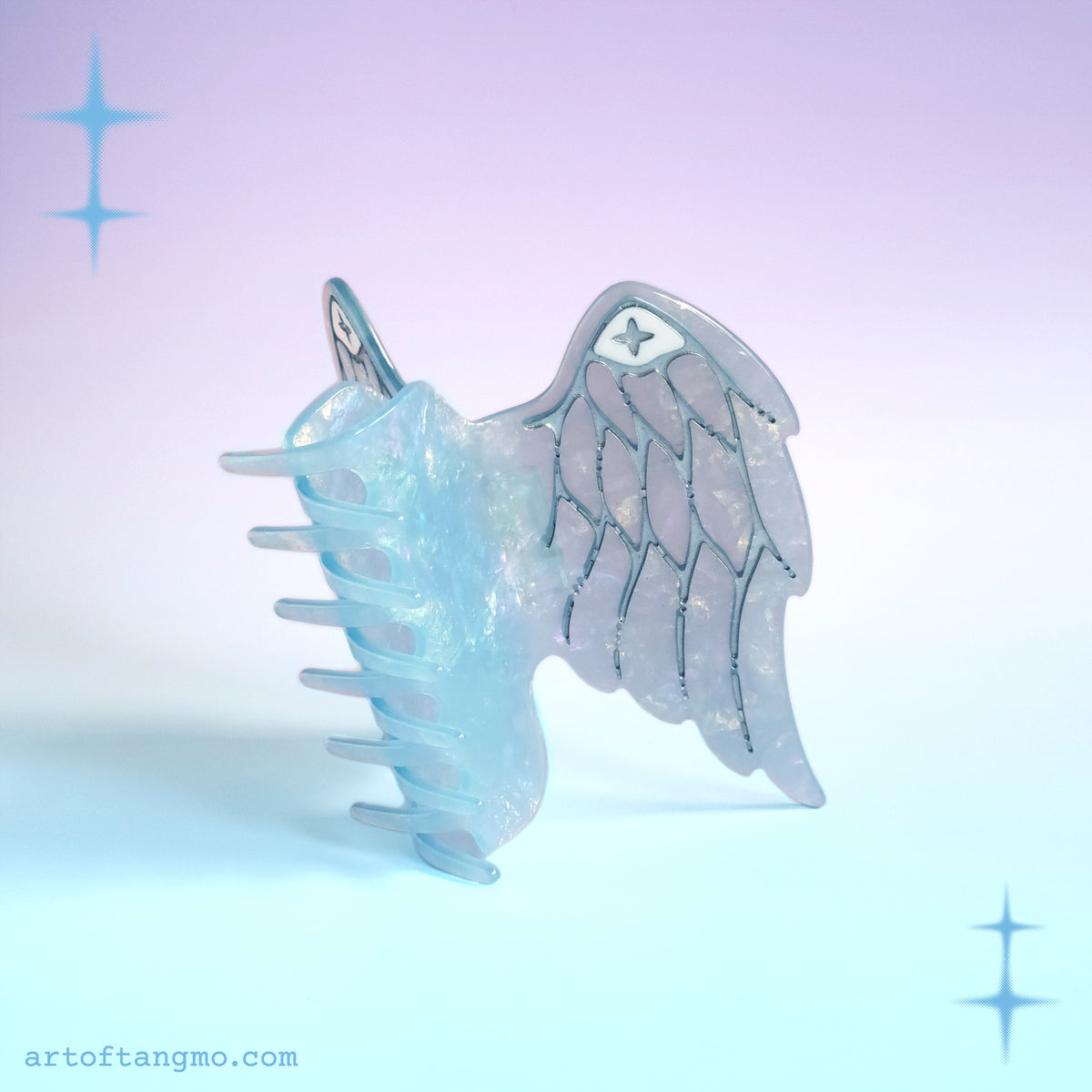 Baby Blue Angel Wing: Claw Clip