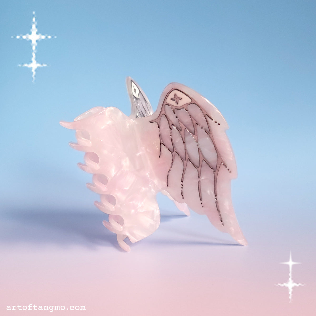 Pink Quartz Angel Wing: Claw Clip
