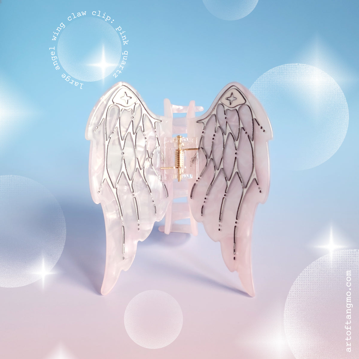 Pink Quartz Angel Wing: Claw Clip