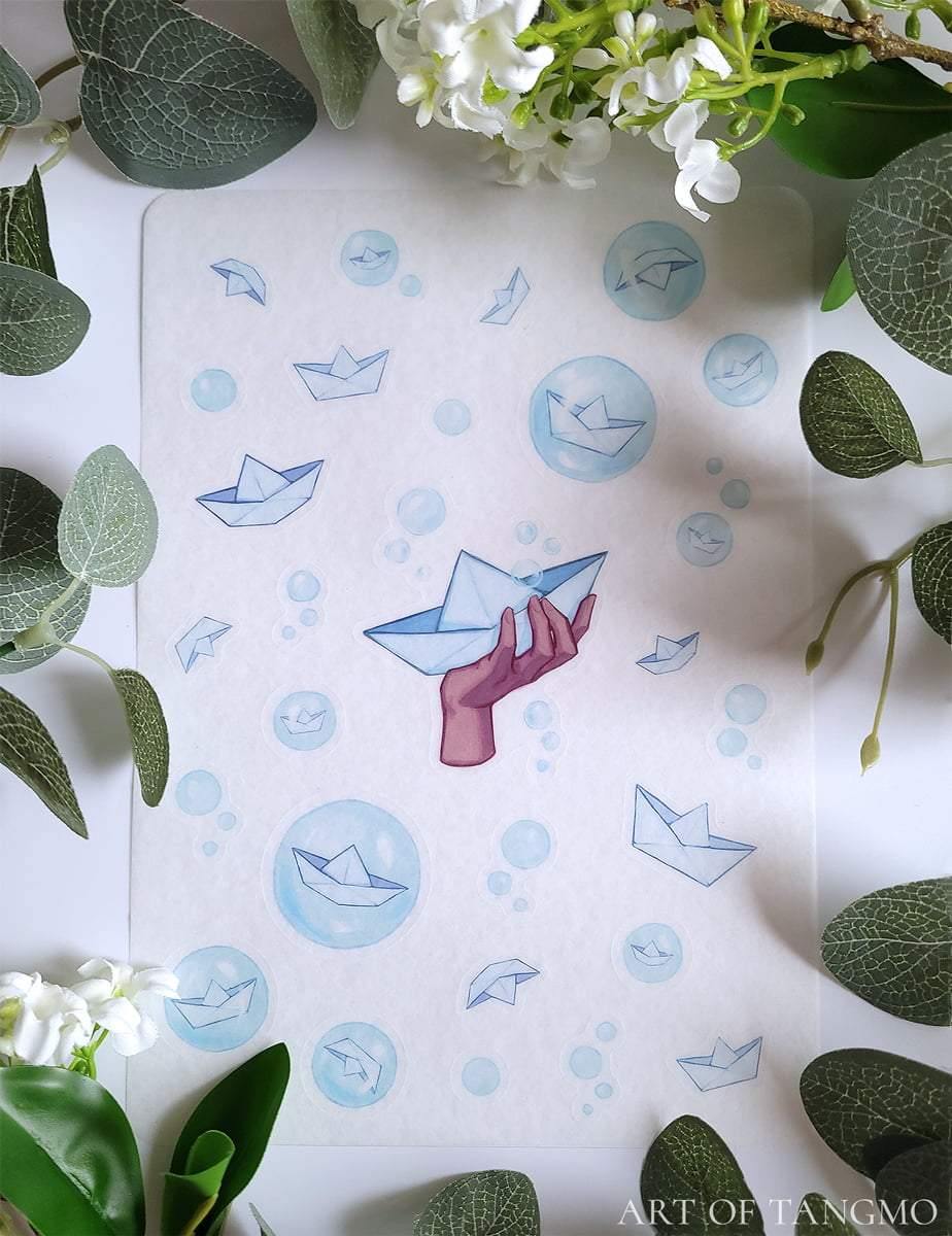 paper boat washi sticker sheet
